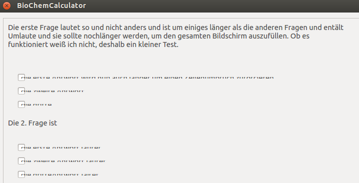 Dialog mit Checkboxes