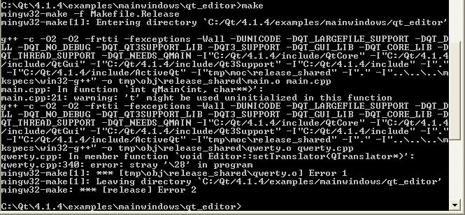 Fehlermeldung beim make unter WinXP