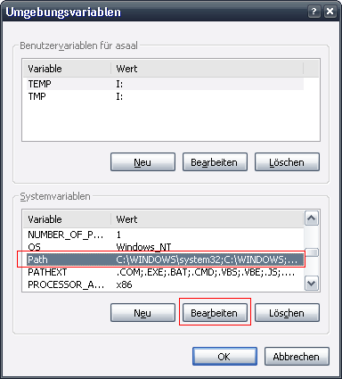 Umgebungsvariablen...