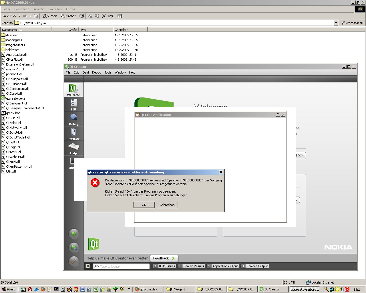 Error nach erstellen von QT Gui-Projekt
